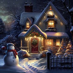house exterior christmas scene