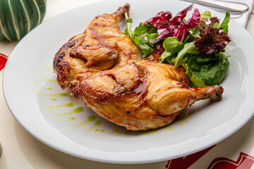 chicken tabaka with lettuce