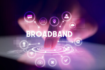 Finger touching tablet with web technology icons concept