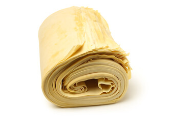Bean curd skin on white background. 