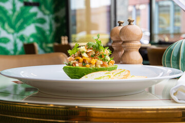 Tartar with salmon in avocado