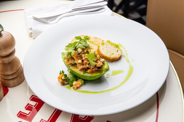 Tartar with salmon in avocado