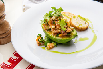 Tartar with salmon in avocado