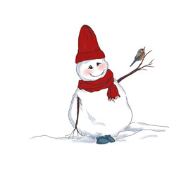 cute snowman with bird design