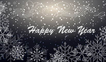 Obraz premium Christmas card with snowflakes and greeting text.