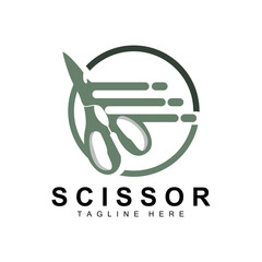 Scissors Logo Design, Barbershop Shaver Vector, Babershop Scissors Brand Illustration