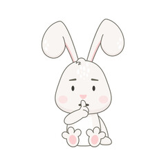 Cute rabbit character isolated on white. Easter bunny vector illustration.