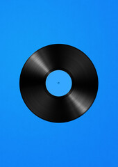 Vinyl record isolated on blue background