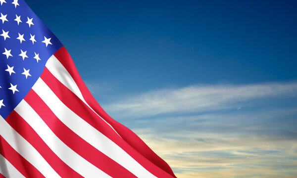 American flag on the sky. EPS10 vector