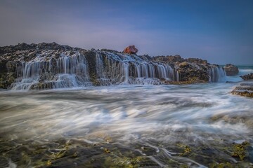 Splendid Wave Splash at Karang Taraje Beach, Banten, Indonesia. This picture was taken on April 2018