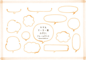 かすれマーカー風まる形ふきだし　フレームセット