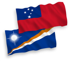 Fototapeta na wymiar Flags of Independent State of Samoa and Republic of the Marshall Islands on a white background