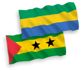 Flags of Saint Thomas and Prince and Gabon on a white background