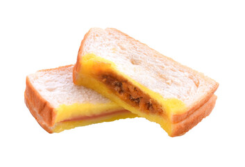 toasted sandwich with ham, cheese and vegetables, isolated transparent png