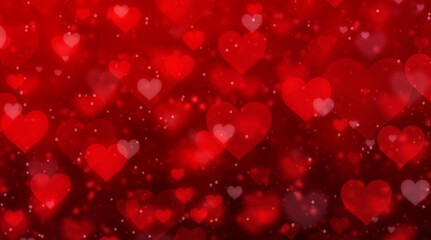 Red heart romantic light blurred bokeh background