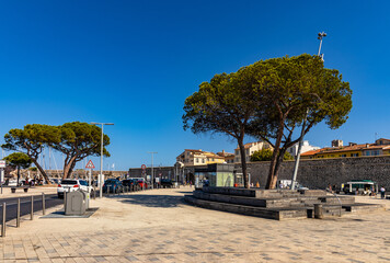Panoramic view of Vauban port and yacht marina with Avenue de Verdun promenade onshore Azure Cost...