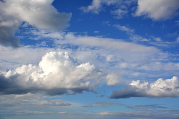 blue sky with white clouds in the day light isolated, close-up