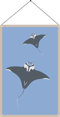 Naklejka premium Wall decoration picture of manta ray