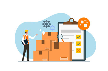 Inventory control system concept, professional manager checking goods and stock supply, Inventory management with goods demand