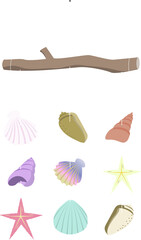 illustration of sea shell mobile