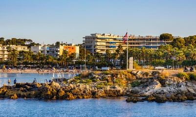 World War II memorial of Peter Churchill beach landing of HMS Unbroken submarine in Antibes resort...