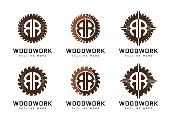 Monogram R Letter in sawmill. Perfect for woodworker, industrial and construction logos