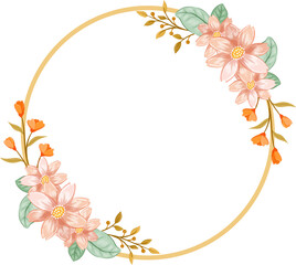 Pink Orange Flower Arrangement with watercolor style