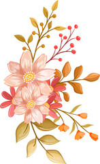 Obraz premium Pink Orange Flower Arrangement with watercolor style