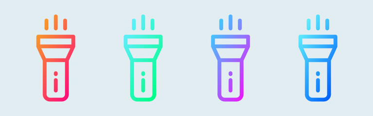Flashlight line icon in gradient colors. Torch signs vector illustration.