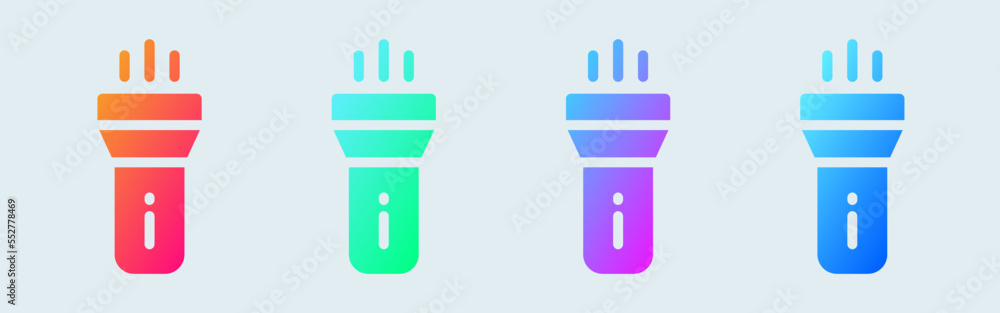 Poster flashlight solid icon in gradient colors. torch signs vector illustration.