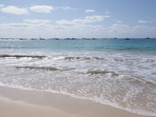 Silver waves at beach on Sal island in Cape Verde