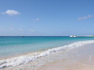 Calm ocean at beach on Sal island in Cape Verde