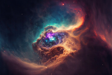Fototapeta na wymiar Abstract cosmos, space nebula as a background or wallpaper. AI 