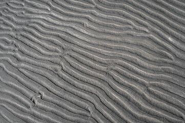 Obraz premium Textured pattern on a sand surface along the shore.