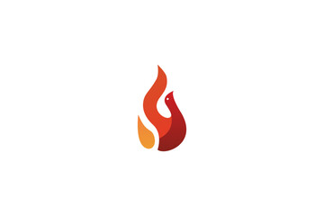 illustration of a fire and bird logo © bady