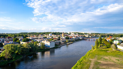 Aerial view of Gorzów Wielkopolski town city at river Warta travel in Poland