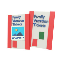 3d illustration of Family Vacation Tickets