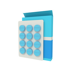 Fototapeta premium 3d illustration of medicine pill on package