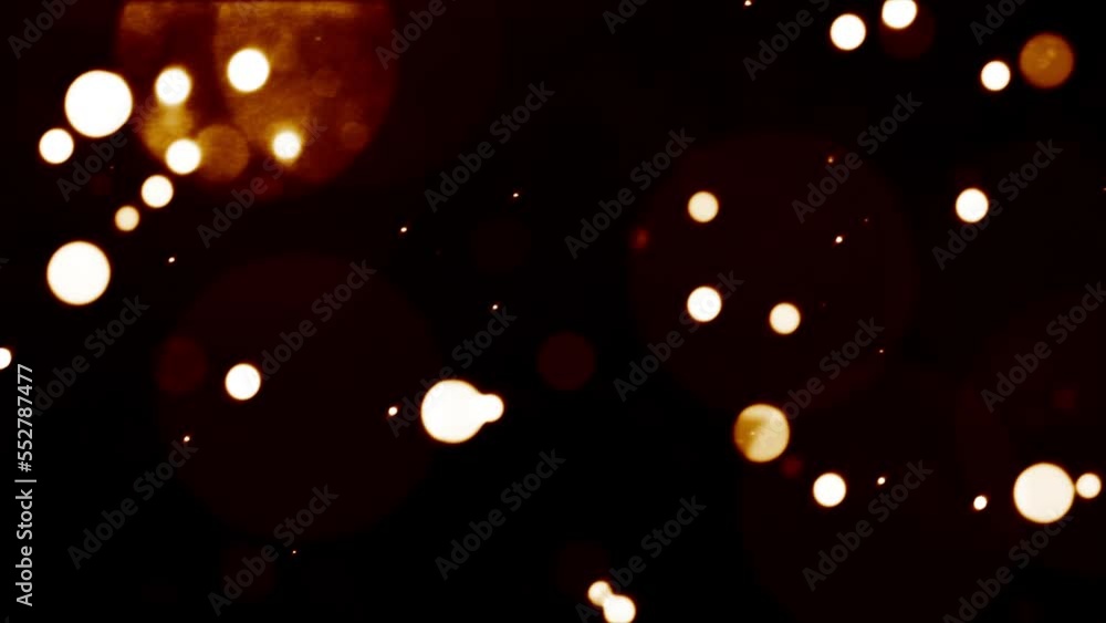 Poster abstract loop festive flicker glow yellow orange lights bokeh particles motion 3d animation on black