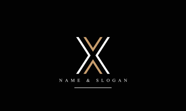 VX, XV, V, X abstract letters logo monogram