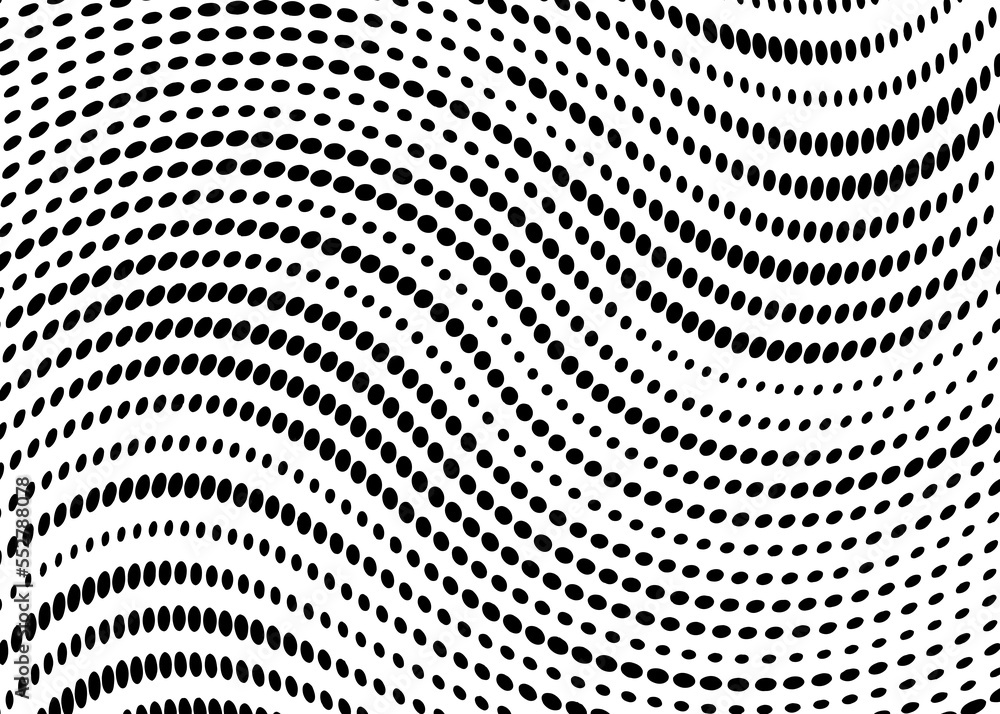 Poster dotted wave pattern background. wave with dotted lines, halftone gradient with black points on a whi