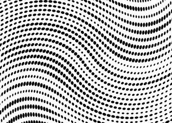 Dotted wave pattern background. Wave with dotted lines, halftone gradient with black points on a white background.