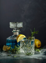 Smoked rosemary old-fashioned cocktail.