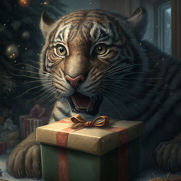 Tiger Christmas Illustration