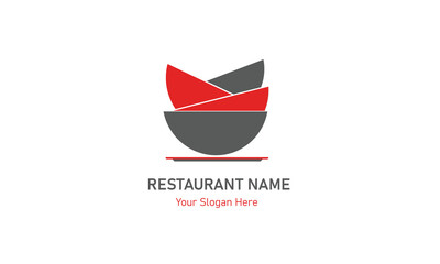 Restaurant logo with bowl. Food service logo. Cafe or restaurant emblem.
