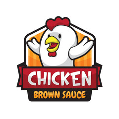 Simple Chicken Mascot Vector Logo Design © HimawanRushX