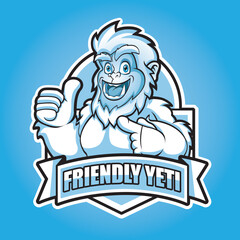 Yeti Mascot Logo Vector Design. Smile Yeti Thumb Up
