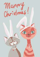 Cats with rabbits mask 