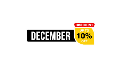 10 Percent december discount offer, clearance, promotion banner layout with sticker style.