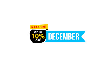 10 Percent december discount offer, clearance, promotion banner layout with sticker style.